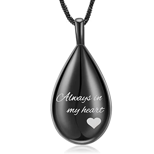 Carved Teardrop Keepsake Ashes Necklace
